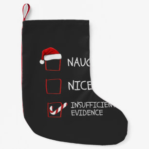 Nice Naughty Insufficient Evidence Santa Christmas Small Christmas Stocking