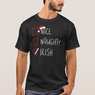 Nice Naughty Irish Christmas Ireland Heritage Root T-Shirt