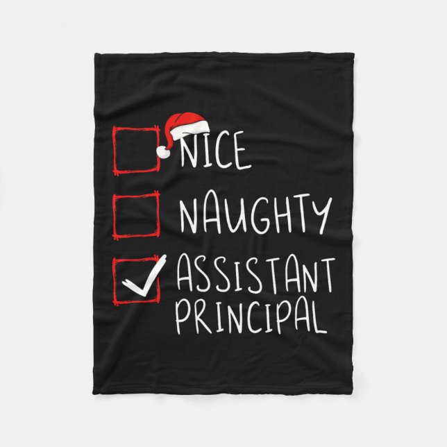 Nice Naughty Istant Principal Christmas List Santa Fleece Blanket (Front)