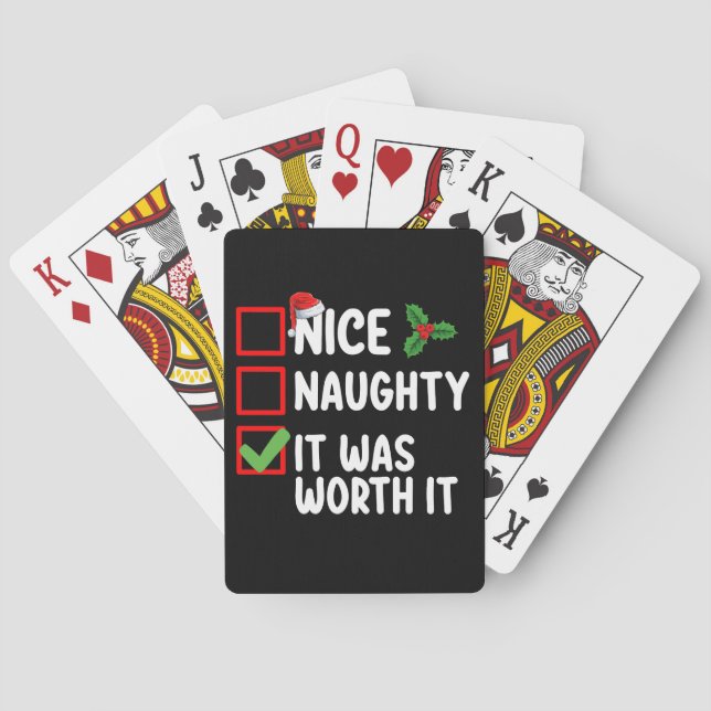 Nice Naughty It Was Worth It Christmas List Playing Cards (Back)