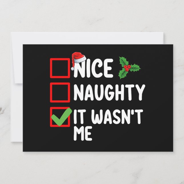 Nice Naughty It Wasn't Me Christmas List Family Invitation (Front)