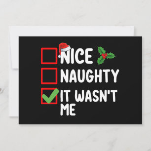 Nice Naughty It Wasn't Me Christmas List Family Invitation