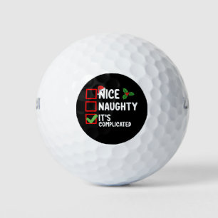 Nice Naughty It's Complicated Christmas List Holid Golf Balls