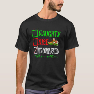 Nice Naughty It's Complicated Santa Christmas List T-Shirt