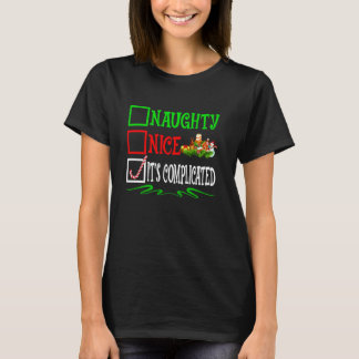 Nice Naughty It's Complicated Santa Christmas List T-Shirt