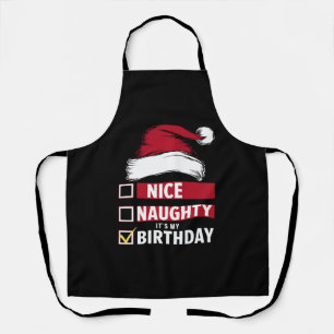 Nice Naughty It's My Birthday Christmas List Santa Apron