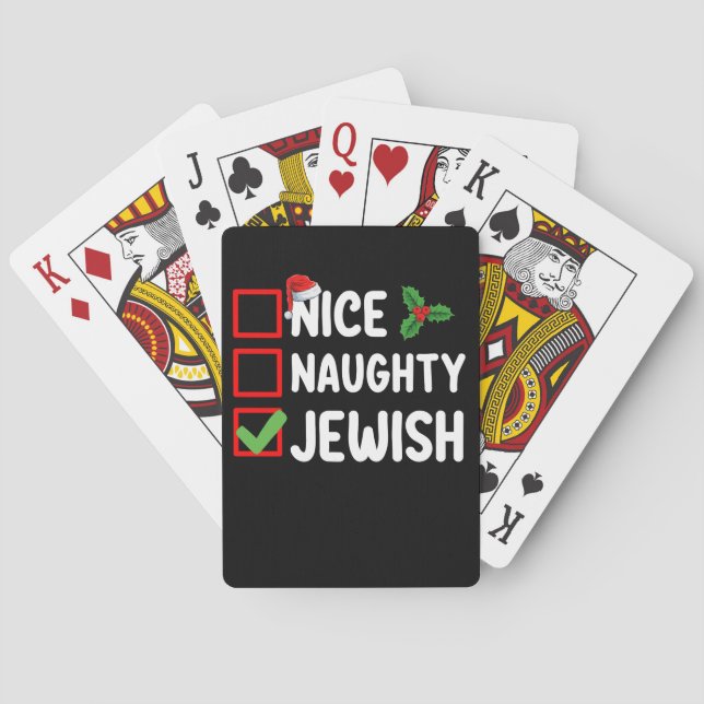 Nice Naughty Jewish Christmas List Family Holiday Playing Cards (Back)