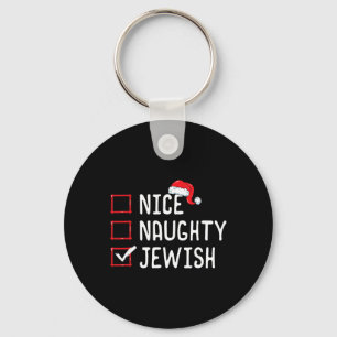 Nice Naughty Jewish Christmas List Key Ring