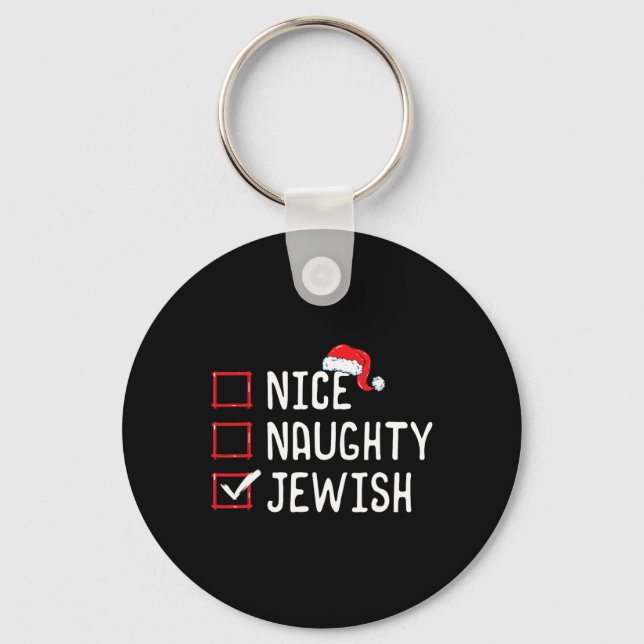 Nice Naughty Jewish Christmas List  Key Ring (Front)