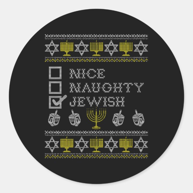 Nice Naughty Jewish  Classic Round Sticker (Front)