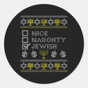 Nice Naughty Jewish Classic Round Sticker