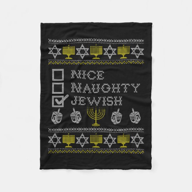 Nice Naughty Jewish  Fleece Blanket (Front)