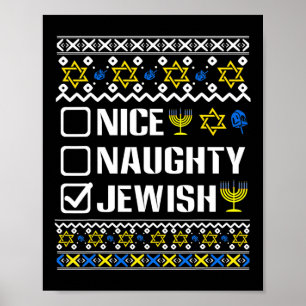 Nice Naughty Jewish Hanukkah Chanukah Jewish Sweat Poster