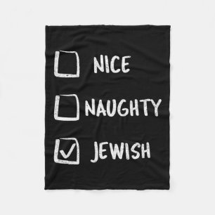 Nice Naughty Jewish Hanukkah Gift Christmas Fleece Blanket