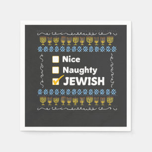Nice Naughty Jewish Hanukkah Ugly Sweater Napkin
