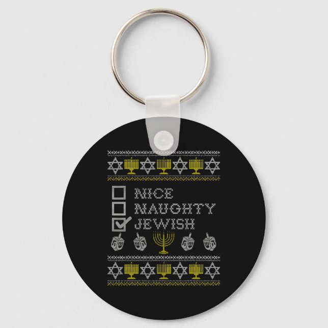 Nice Naughty Jewish  Key Ring (Front)