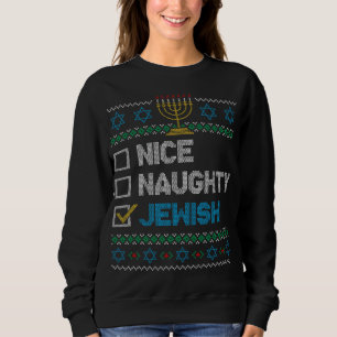 Nice Naughty Jewish Ugly Christmas Sweater Funny H