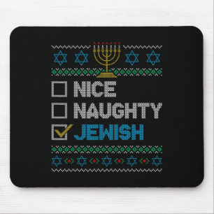 Nice Naughty Jewish Ugly Christmas Sweater Funny H Mouse Mat
