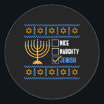 Nice Naughty Jewish Ugly Hanukkah - Hanukkah Classic Round Sticker<br><div class="desc">Nice Naughty Jewish Ugly Hanukkah - Hanukkah</div>