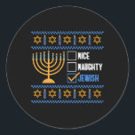 Nice Naughty Jewish Ugly Hanukkah - Hanukkah Classic Round Sticker<br><div class="desc">Nice Naughty Jewish Ugly Hanukkah - Hanukkah</div>