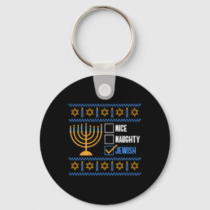 Nice Naughty Jewish Ugly Hanukkah - Hanukkah  Key Ring