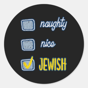 Nice Naughty Jewish Ugly Hanukkah Sweater Chanukah Classic Round Sticker
