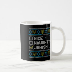 Nice Naughty Jewish Ugly Hanukkah Sweater Chanukah Coffee Mug