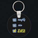 Nice Naughty Jewish Ugly Hanukkah Sweater Chanukah Key Ring<br><div class="desc">Nice Naughty Jewish Ugly Hanukkah Sweater Chanukah Funny</div>