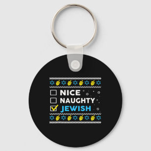 Nice Naughty Jewish Ugly Hanukkah Sweater Chanukah Key Ring