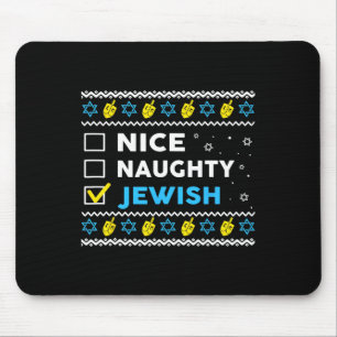 Nice Naughty Jewish Ugly Hanukkah Sweater Chanukah Mouse Mat