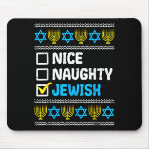 Nice Naughty Jewish Ugly Hanukkah Sweater Chanukah Mouse Mat