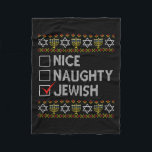 Nice Naughty Jewish Ugly Hanukkah Sweater Funny Ch Fleece Blanket<br><div class="desc">Nice Naughty Jewish Ugly Hanukkah Sweater Funny Chanukkah 1</div>