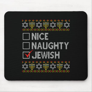 Nice Naughty Jewish Ugly Hanukkah Sweater Funny Ch Mouse Mat