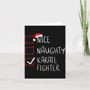 Nice Naughty Karate Fighter List Christmas Santa Card