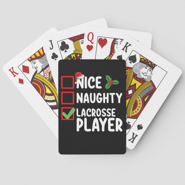 Nice Naughty Lacrosse Player Christmas List Playing Cards (Back)