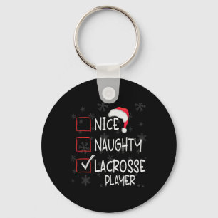 Nice Naughty Lacrosse Player List Christmas Santa  Key Ring