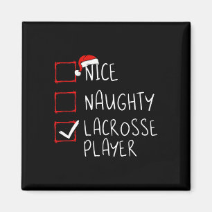 Nice Naughty Lacrosse Player List Christmas Santa Magnet