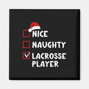 Nice Naughty Lacrosse Player List Christmas Santa Magnet