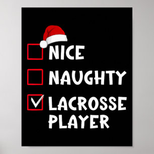 Nice Naughty Lacrosse Player List Christmas Santa Poster