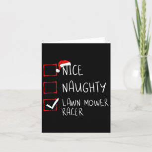 Nice Naughty Lawn Mower Racer List Christmas Santa Card