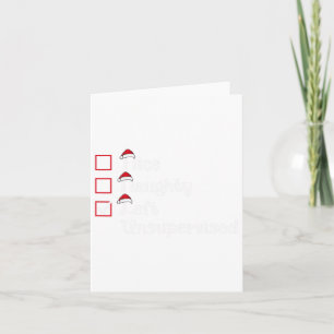 Nice Naughty Left Unsupervised Cute Christmas Card