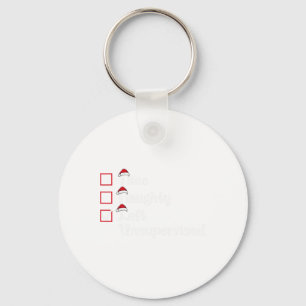 Nice Naughty Left Unsupervised Cute Christmas Key Ring