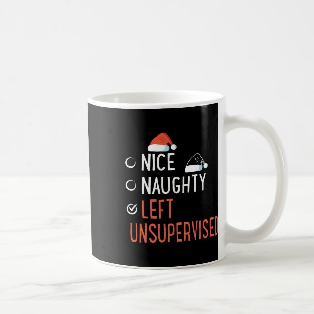 Nice Naughty Left Unsupervised Santa's List Christ Coffee Mug (Right)