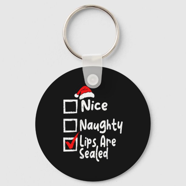Nice Naughty Lips Funny Christmas List Family Matc Key Ring (Front)