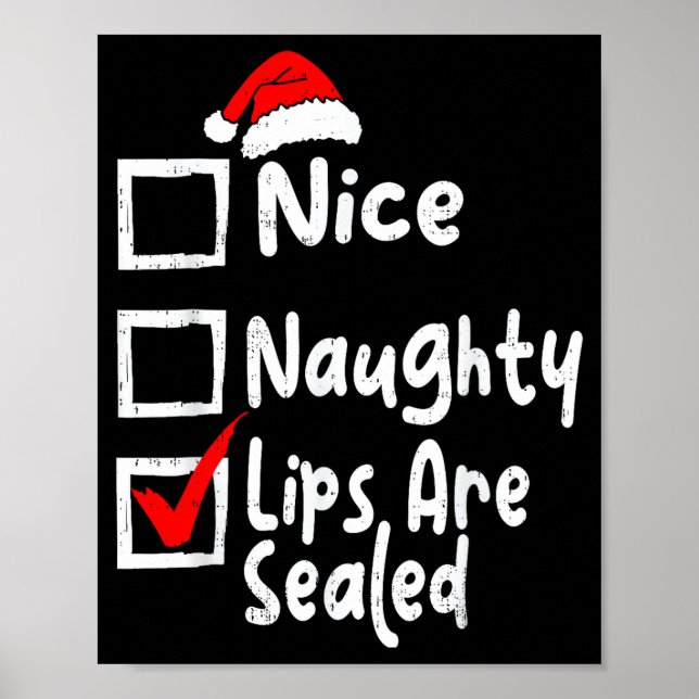 Nice Naughty Lips Funny Christmas List Family Matc Poster (Front)
