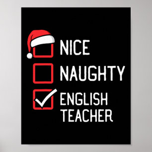 Nice Naughty List English Teacher Christmas Matchi Poster