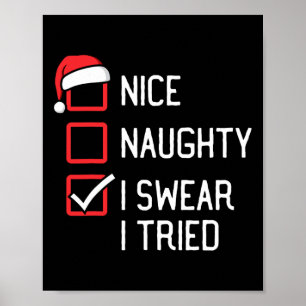 Nice Naughty List I Swear I Tried Christmas 1 Poster