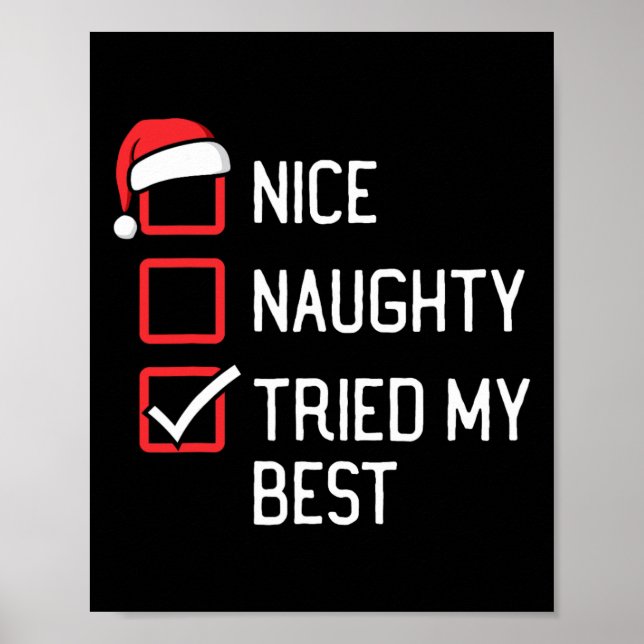 Nice Naughty List Tried My Best Christmas  Poster (Front)