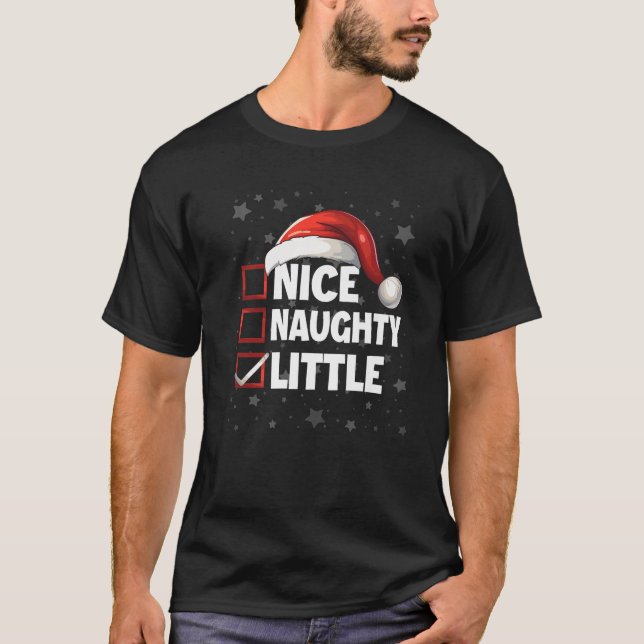 Nice Naughty Little Xmas Outfit Santa Claus Christ T-Shirt (Front)