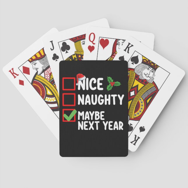 Nice Naughty Maybe Next Year Santa Christmas List Playing Cards (Back)